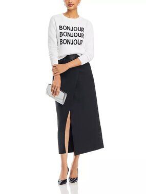 Karl Lagerfeld White and Black Paris BONJOUR Spell Out Sweater Medium France